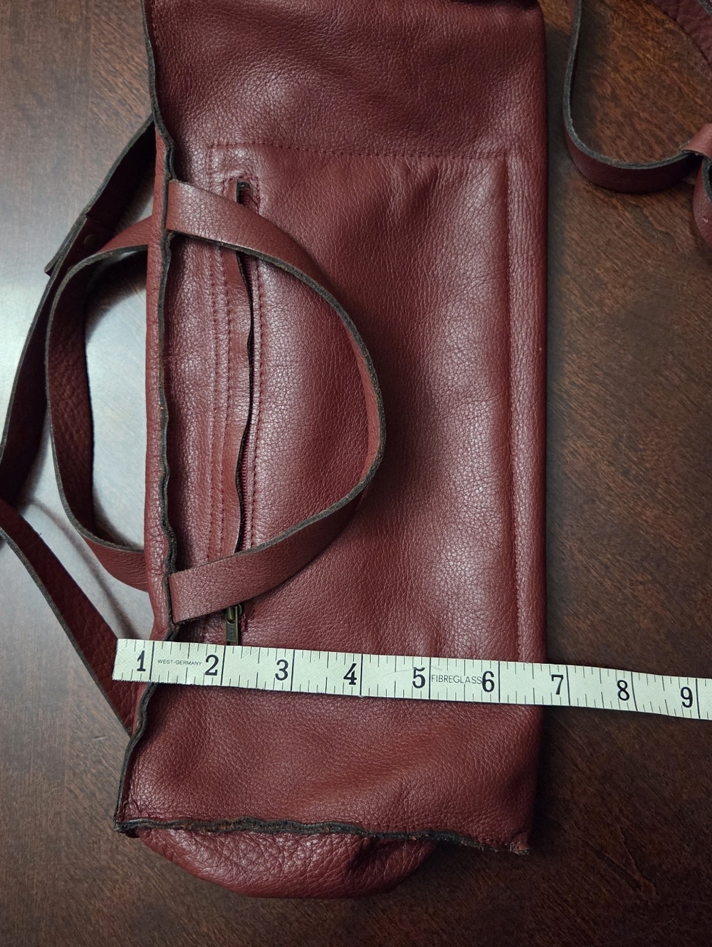 Stitch & Tickle Oxblood Leather Crossbody Satchel | Artisan Handmade Slouchy Bag - Picture 9 of 11